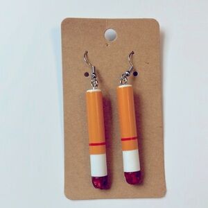 Cigarette dangle earrings funny